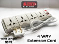 Sunco 4 Way Extension Wire Cord (10ft) /Multi Plug,Trailing Socket,Wire Code (5A). 
