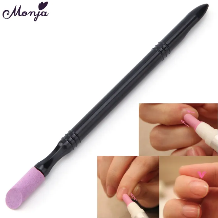 Monja Nail Art Quartz Scrubs Stone Pen Polish UV Gel Nature Cleaning Polishing Cuticle Dead Skin Remover Pusher Manicure Tool