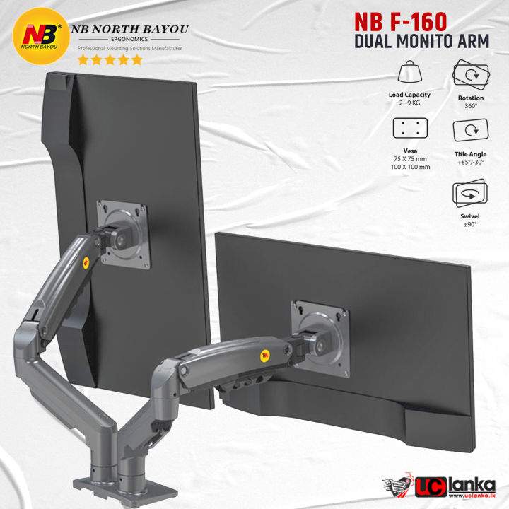 NB%20F160%20Dual%20Monitor%20Arm%20Gas%20Spring%20360%20Degree%20Desktop%2017"-30"%20Ergonomic%20Dual%20Arm%20Monitor%20Mount%20Bracket%20-%20Image%206