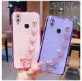 LECOMES for Vivo Y93 Back Cover with Love Heart Bracelet Chain Luxury 6D Plating Shiny Soft Silicone Mobile Phone Case Pouch Girls. 