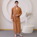 Bathrobe Men's Summer Swimming Absorbent Thin Bathrobe Long plus Size Men's Robes Long Sleeve Spring and Autumn Ice Silk Pajamas. 