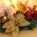 New Party 15cm Flowers Christmas Xmas Tree Decorations Glitter Hollow. 