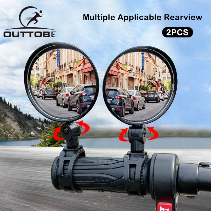 Outtobe Rearview Bicycle Mirror 2 PCS bicycle parts Bicycle Mirror Handlebar Rearview Mirror Wide Angle 360°Rotate Looking Glass Universal Cycling Bicycle