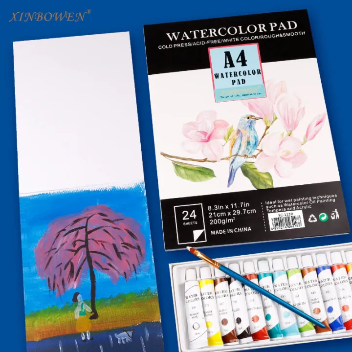 24-page%20Watercolor%20Pad%20Sketchbook%20Paper%20A3/A4/A5%20glue%20bound%20180g/200g%20texture%20cotton%20pulp%20paper%20art%20supplies%20for%20Drawing%20Painting%20Color%20Pencil%20Book%20-%20Image%204