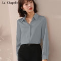 La Chabel Korean Style Satin White Shirt Women's Long Sleeve 2024 Spring/Summer New Design Sense All-Matching Top. 