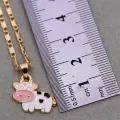 Fashion Enamel Cows Cattle Pendant Necklace Best Friends Kawaii Cute Necklace Golden Chain Choker For Women Girls Gifts. 