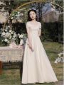 Bridesmaid Dress Champagne 2024 New High-Grade Fairy Slim Fit Niche Sisters Group Clothes Graduation Dress Women's Summer. 