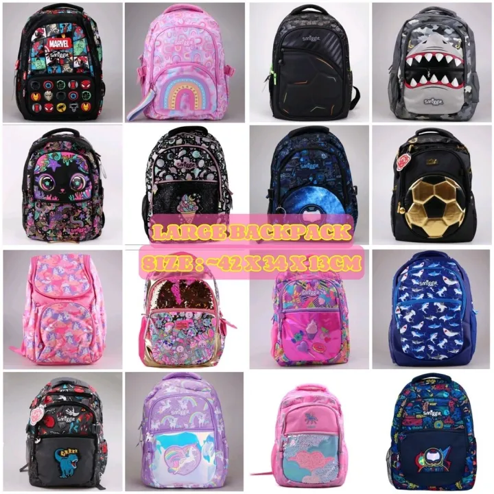 CLEARANCE ! [MALAYSIA READY STOCK] [FREE 5pc SMIGGLE PENCILS and PAPER BAG] Smiggle Backpack LARGE Size with Top Cover