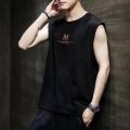Yfashion Men Cotton T-shirt Round Collar Sleeveless Sports Vest Letter Printing Thin Loose Casual Summer Tank Top color. 