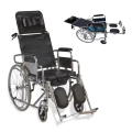 Adult Wheel Chair Full Option -  Chromed steel frame, fixed armrest, fixed footrest, solid castor, solid rear wheel. 