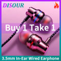 【Buy 1 Take 1】DISOUR 3.5mm In-Ear Wired Earphone Shocking 9D Sound Bass Hifi Stereo Music Headphone With Mic Sports Gaming Headset Earbud For Xiaomi Samsung. 