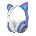 Foldable Cute Cat Ear Headset LED Lights Glowing Headphones Earphone Universal. 