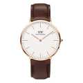 New DW Luxury Leather Band Quartz Analog Wrist Watch For Men Black Brown White 191545808 STYLES-CMB (PVT) LTD. 