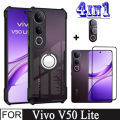Vivo V50 Lite Shockproof Phone Case for Vivo V40 Lite Y04 Y19S 4in1 Camera Lens Glass Screen Protector and Mobile phone holder. 