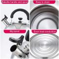 Stainless Steel Whistling Tea Kettle Tea Pot |Tea Kettles Stovetop Large Capacity, Capsule Base Tea Pots for Stove Top (Silver Tone) -1L, 2L, 3L. 