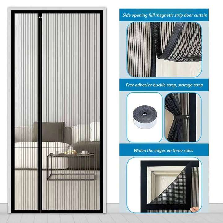 Fully magnetic side opening dia mesh mosquito proof door curtain ...