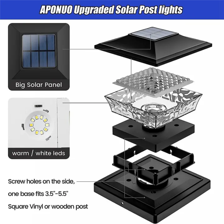 Solar%20Post%20Cap%20Lights%20Outdoor%20Deck%20Fence%20Post%20Light%20for%205.5x5.5%203.5x3.5%20Wooden%20Vinyl%20Posts%20Patio%20Garden%20Decor%202Pack%20-%20Image%205