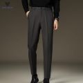 ACHS AWAKE Business Clothing Suit Pants Men's Trendy Drape Casual Straight Trousers Summer Ice Silk Cropped Pants. 