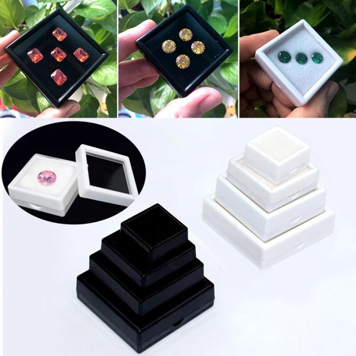Wholesale Gemstones Collection Box Loose Diamond Jewelry Display Case Holder Gem Show Storage Container Box Plastic White Black