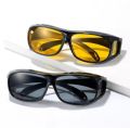 HD vision Glasses Night vision glass  set Night Vision Driving Glass Bike Riding Glass - 2 pcs   Night Sight Night Driving Over Glasses UV Wind Protection Driving, Headlight Glasses with Glare cut Technology. 