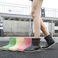 Women's Fashion Four Seasons Universal Waterproof Shoes Rain Boots Non-Slip Warm Work Kitchen Women's Rain Boots Mid-Calf Rubber Boots. 