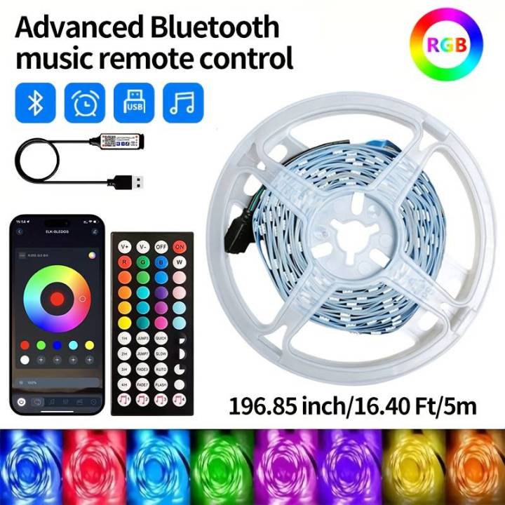 Bluetooth%20App%20Controlled%205%20Meter/3Metere/2Meter%205050%20SMD%20Sound%20Activated%20Waterproof%20RGB%20LED%20Strip%20Lights%20-%20Image%202