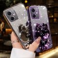 WapuOriginal JiaoyushopFor Xiaomi Redmi Note 14 / Note 14 Pro / Note 14 Pro+ Plus 4G 5G Back Cover with Cute Rabbit Makeup Mirror Stand Luxury 6D Plating Shiny Glitter Stylish Girls Phone Case Clear Soft Silicone Protective Cases Pouch. 