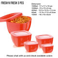 Microwave safe, Freezer Safe Square Plastic Container Set- (3 Pcs Set / 5 Pcs Set). 