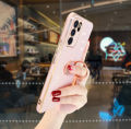 For Vivo Y12s Y20 Y20s Cover + Ring Holder Stand Shiny Plating Square Bumper Phone Case Lens Protection Soft Silicone Shockproof Protective Back Cover. 
