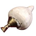 Sri Lankan Traditional Hakgediya Blowing Conch Shell with Brass Mouthpiece | Hakgediya (හක්ගෙඩිය) Large Sea Mollusk Shell Trumpet | Cultural Instrument for Festivals, Weddings & Auspicious Ceremonies | Traditional Blowing Conch Shell. 