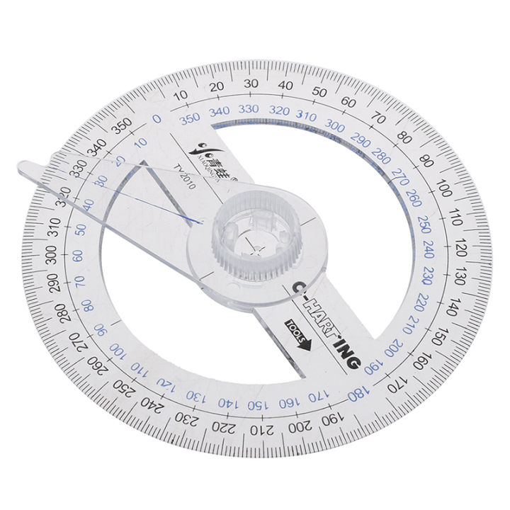 Pointer Plastic Ruler Portable Diameter Of 10cm Plastic 360 Degree Pointer Protractor Ruler ...