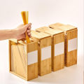 Cross-Border Bamboo Rice and Bean Storage Box Multi-Functional Transparent Top Magnetic Sliding Organizer Grain Dispenser. 