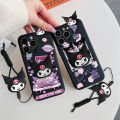Kuromi Case OPPO CPH2145 CPH2159 CPH2161 CPH2179 CPH2185 CPH2195 CPH2197 CPH2201 CPH2203 Phone Case Fashion Cartoon Cute Kuromi with Lanyard Stand Holder Soft Silicone Rubber Shock-proof Back Cover. 