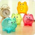 Cartoon Pig bank Transparent Piggy Bank money coin collector. 