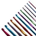 Crochet Hooks Set - 12pcs ( 2mm to 8mm ) Premium Knitting Needle Multicolor Aluminium Set. 