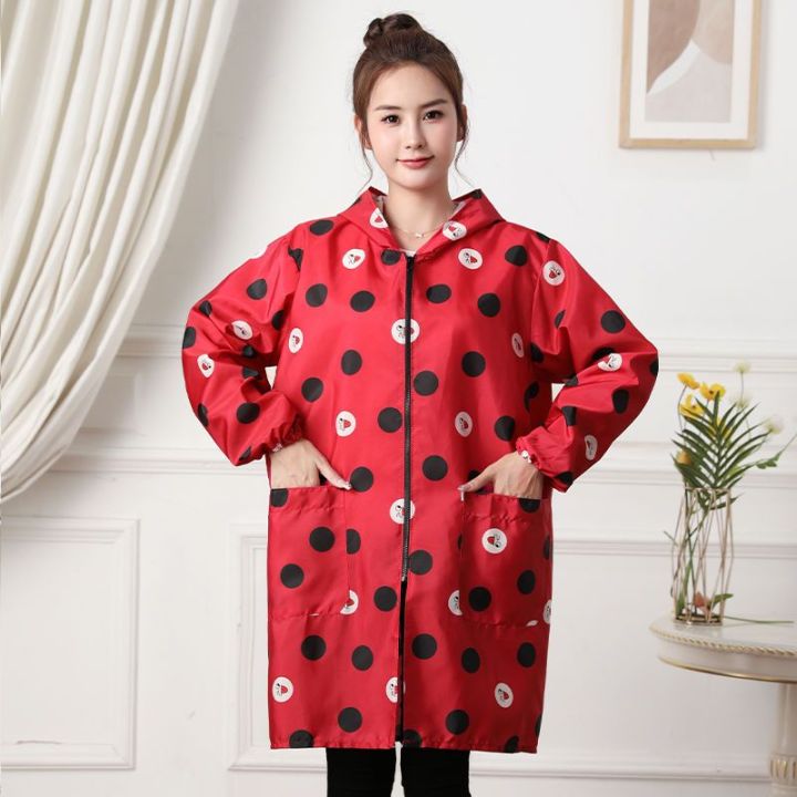 Fashion Coverall Adult Waterproof Women's Thin Top Work Clothes Home Kitchen Oil-Resistant Apron Fleece Padded Coat Winter