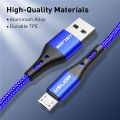 USLION Micro USB Cable 3A Nylon Fast Charge USB Data Cable Android Mobile Phone USB Charging for Samsung Xiaomi Tablet. 