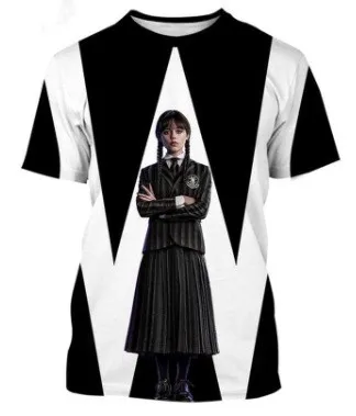 2023%20Summer%20New%20Wednesday%20Addams%203D%20Printing%20T%20shirt%20Top%20Children%20Boy%20Girl%20Casual%20Fashion%20Short%20Sleeve%20Tee%20Tops%20-%20Image%203