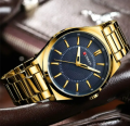 Curren Watch Gold, Curren Business Men Gents Gold Stainless Steel Luxury Elegant Rich Look Wrist Watch. 