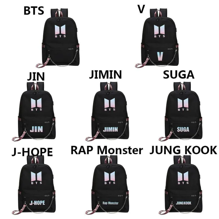 BTS%20BT21%20Chain%20Backpack%20Cute%20Canvas%20Shoulder%20Bags%20USB%20Charging%20Interface%20School%20Bag%20Travel%20Backpack%20Design%20Kpop%20Jungkook%20Jimin%20Suga%20V%20-%20Image%204
