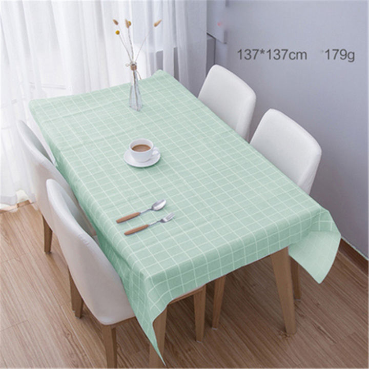 【LuxeGlow】Table Cloth Waterproof Anti-scalding Oil-free PVC Table Mats Rectangular Small Fresh Lattice Coffee Table Tablecloth