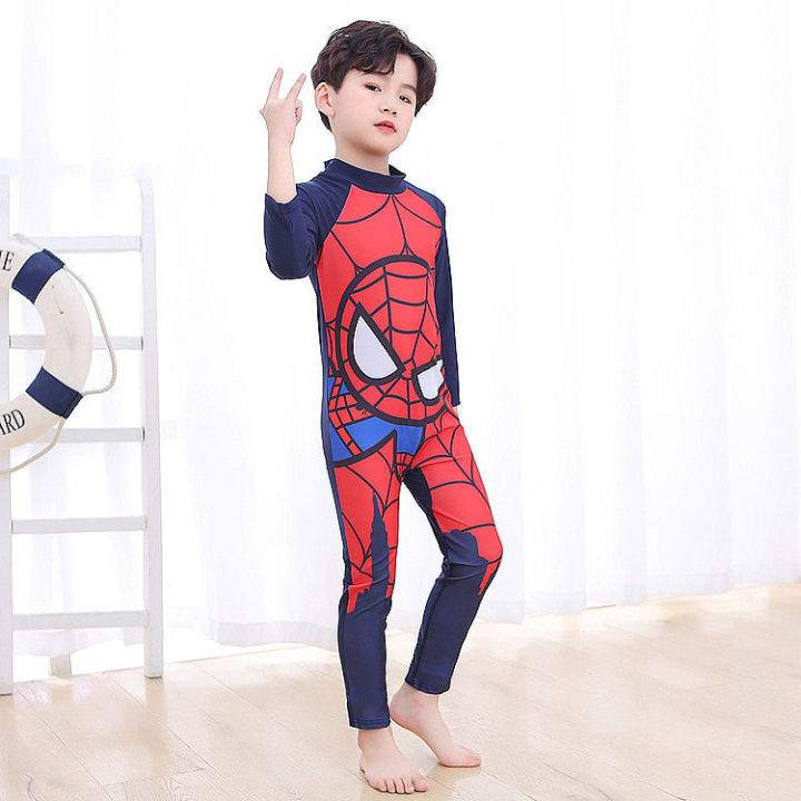 Children's%20Swimsuit%20Boys'%20Cotton%20One-Piece%20Swimsuit%20Korean%20Dinosaur%20Hooded%20Swimsuit%20Long%20Sleeve%20Beachwear%20Sun%20Protection%20Hot%20Spring%20Bathing%20Suit%20-%20Image%203