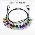 Portable Indoor Drying Rope with 12 Clips and 2 Hooks Durable Windproof and Non-Slip Design Outdoor Travel Clothesline Rope Clothes Hanging Hook 2 Meter (12 Clips Clothesline Rope(1PCS). 