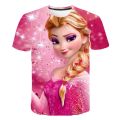New Summer Frozen 2 T Shirt Anna Elsa Girl 3D Digital Printing Clothing Tops Frozen Snow Queen Anna Elsa Cartoon Print Shirts. 