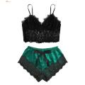 Ethereon Lace Camisole Pajama Set Lace Vest Satin Shorts Set for Women Backless Sleepwear Homewear Adjustable Strap Camisole Shorts Set. 