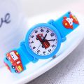 2023 s 3D Cartoon Firemen Fire Truck Pattern Soft Strap Watches For Children Boys Girls Little Baby Learn Time. 