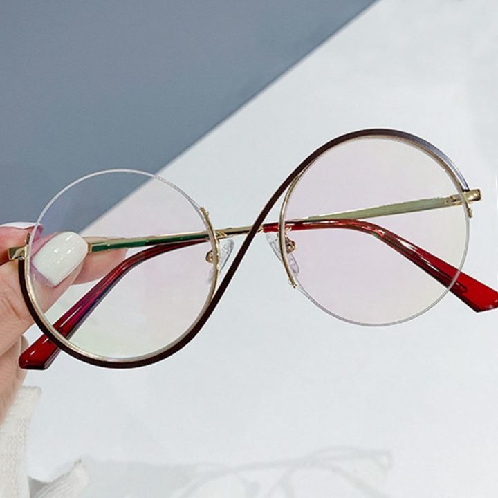 1PC%20Round%20Semi-Rimless%20S%20Shape%20Glasses%20Women%20Eyeglasses%20Big%20Frame%20Clear%20Lens%20Optical%20Eyewear%20Men%20Vintage%20Anti-Blue%20Light%20Glasses%20-%20Image%204
