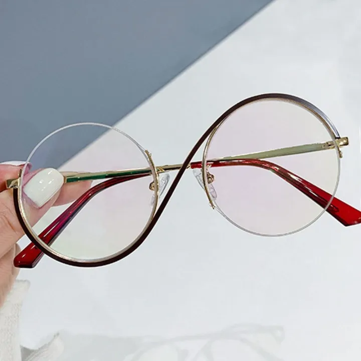 1PC%20Round%20Semi-Rimless%20S%20Shape%20Glasses%20Women%20Eyeglasses%20Big%20Frame%20Clear%20Lens%20Optical%20Eyewear%20Men%20Vintage%20Anti-Blue%20Light%20Glasses%20-%20Image%204