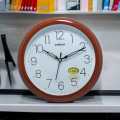 Saikon Quartz Clock Brown Analog Wood Grain Wall Clock S-2317 WHAIT. 