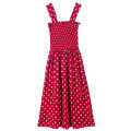 【WEJA】Summer New off-Shoulder Suspender Skirt Women's Slim Fit Mid Length Long Length Red Polka Dot Dress Slim Looking Sleeveless Suspender Skirt. 